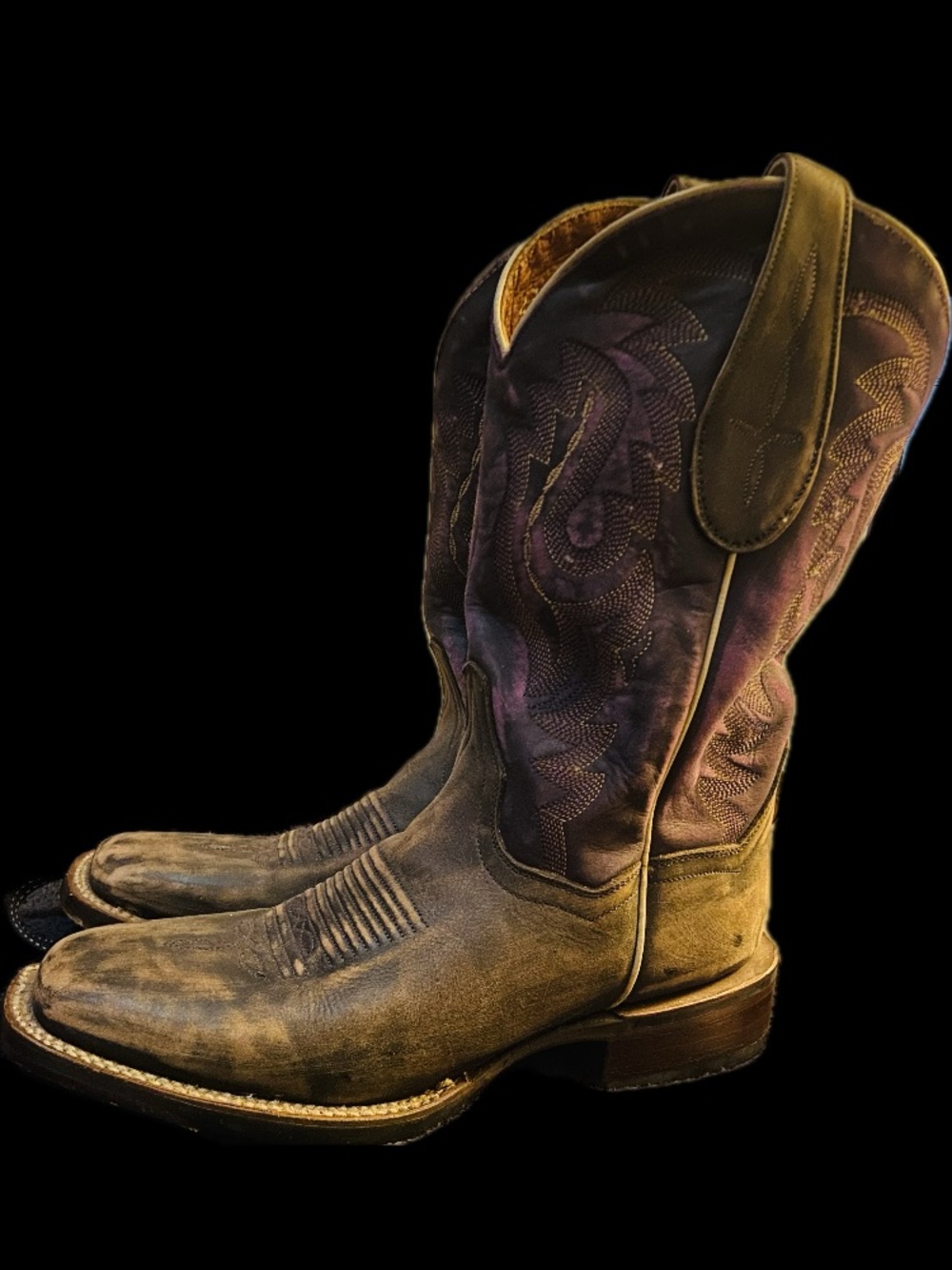 Dan Post Tan and Lavender Western Heeled Boots